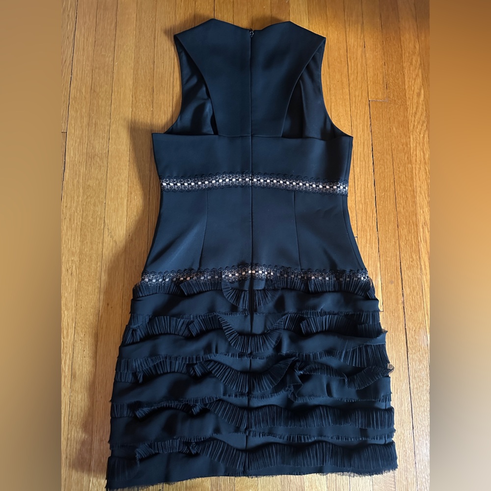 BCGBMaxAzria Maile Black & Beige Frilled Cocktail Dress, Size 2, NWOT - Picture 11 of 11